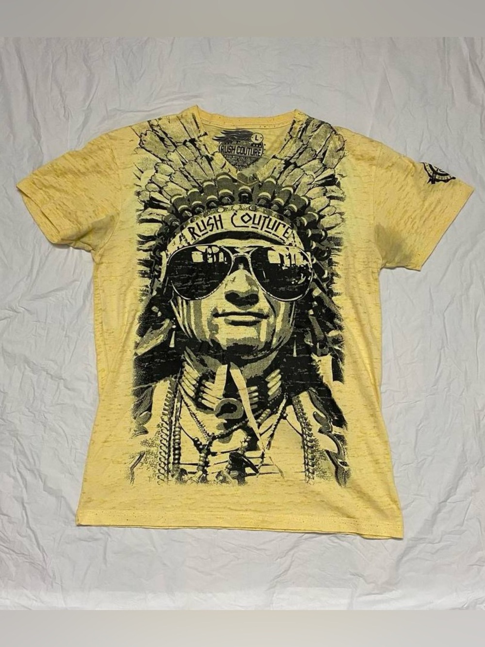 Yellow Rush couture v-neck shirt